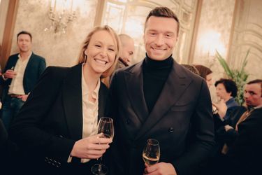 Marion Maréchal et Jordan Bardella dans les salons du Plaza Athénée mardi dernier.